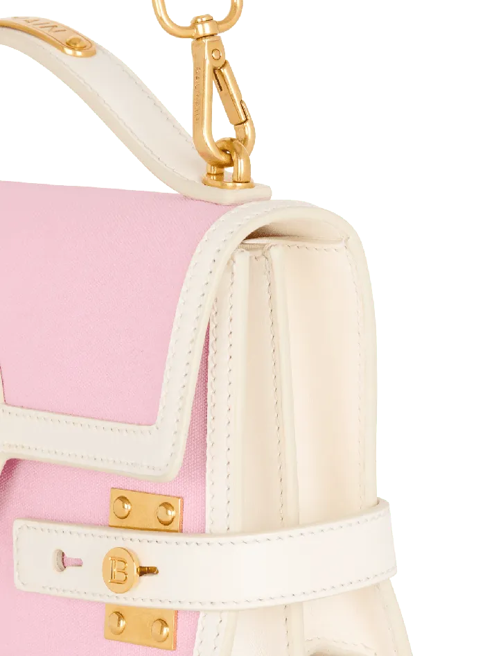 Balmain Handbags Women BBuzz Shoulder 24 Canvas And Leather Bag Pink