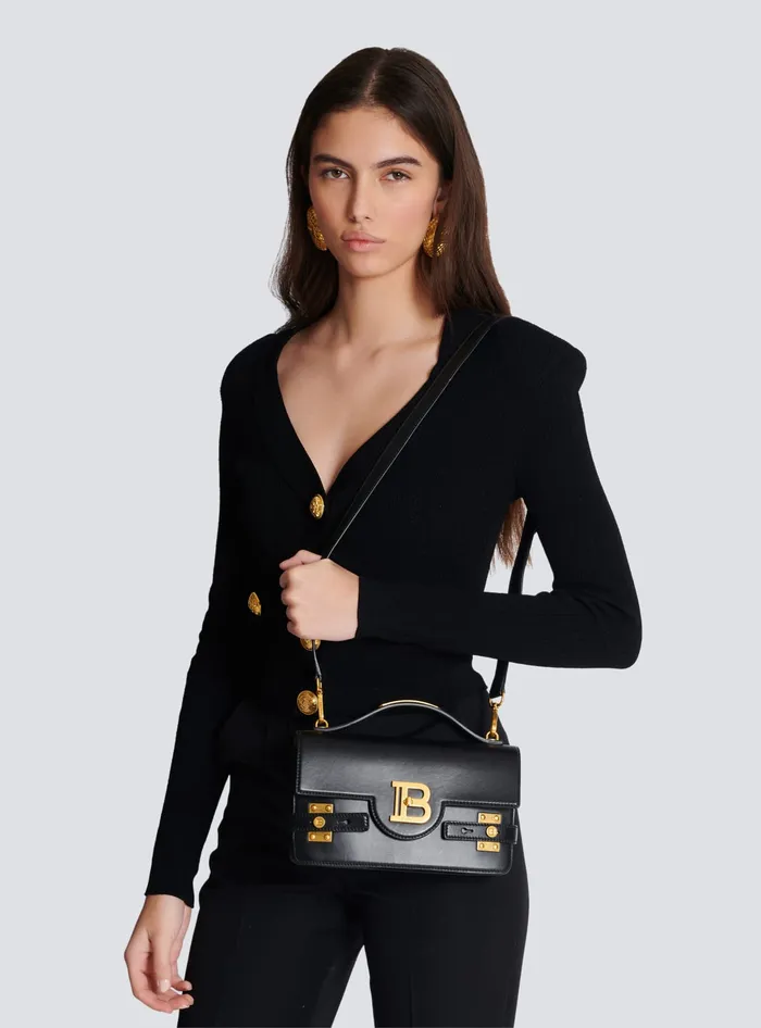 Balmain Handbags Women Smooth Leather BBuzz 24 Bag Black