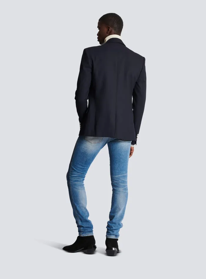 Balmain Jackets And Blazers Men 6button Wool Jacket Navy