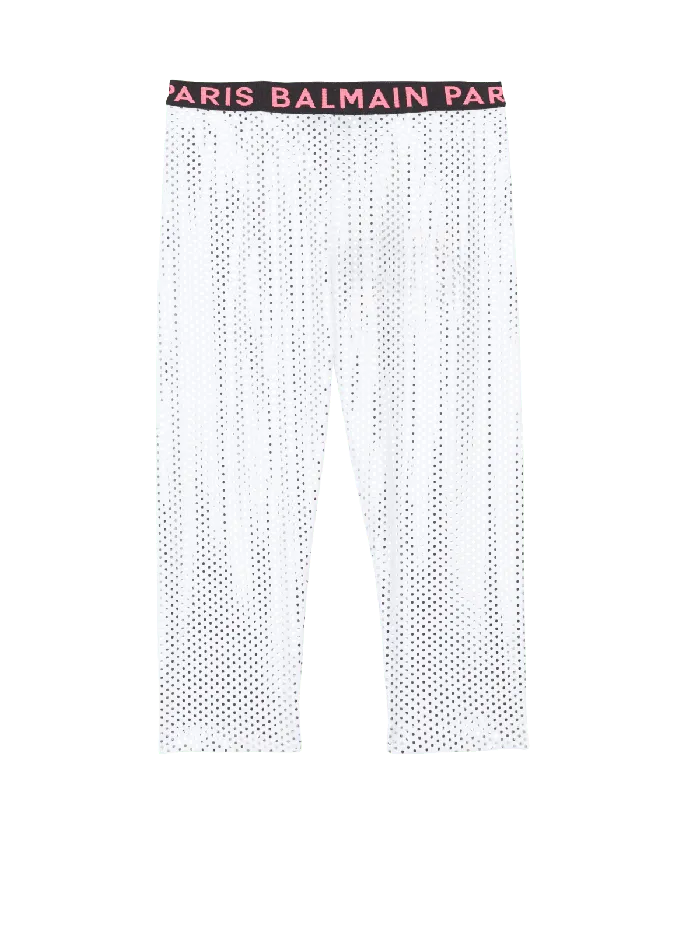 Balmain Kids Metal Leggings White