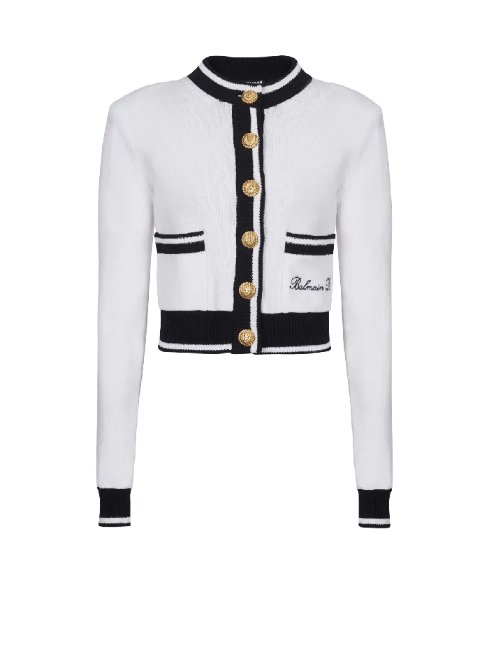Balmain Knitwear Women Signature Knit Cardigan White