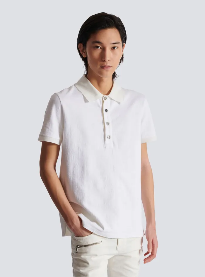 Balmain Shirts And Polos Men Cotton Piqueacute Polo White