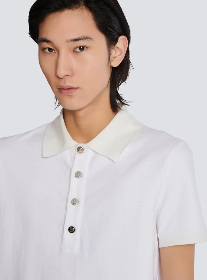Balmain Shirts And Polos Men Cotton Piqueacute Polo White