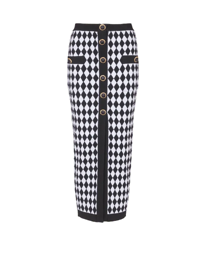 Balmain Skirts Women Diamond Jacquard Midi Skirt Black
