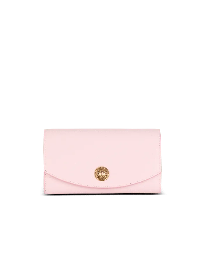 Balmain Small Leather Goods Women Emblegraveme Grained Calfskin Clutch Pink