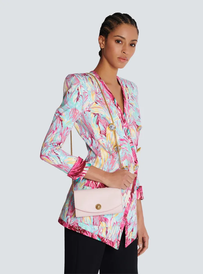 Balmain Small Leather Goods Women Emblegraveme Grained Calfskin Clutch Pink