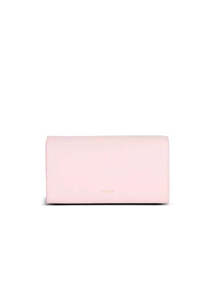 Balmain Small Leather Goods Women Emblegraveme Grained Calfskin Clutch Pink