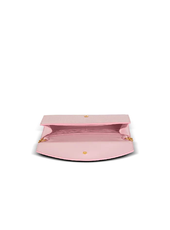 Balmain Small Leather Goods Women Emblegraveme Grained Calfskin Clutch Pink