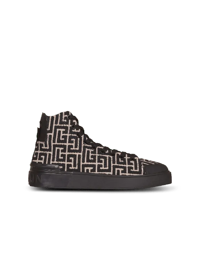 Balmain Sneakers Men Monogram Jacquard BCourt Hightop Sneakers Black