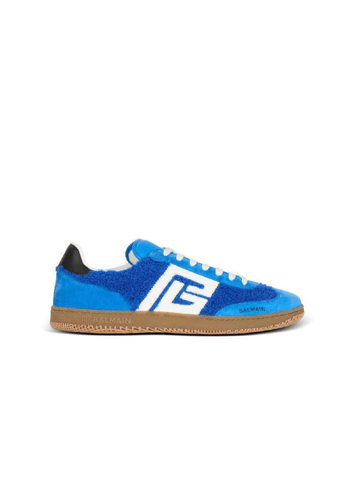 Balmain Sneakers Men Suede And Boucleacute Swan Trainers Blue