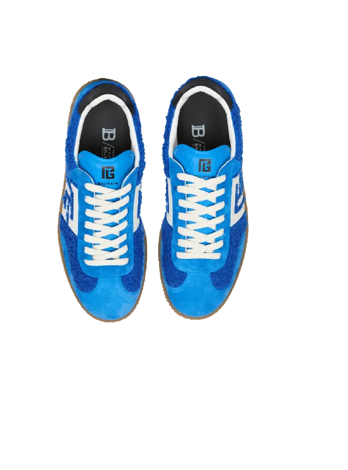 Balmain Sneakers Men Suede And Boucleacute Swan Trainers Blue