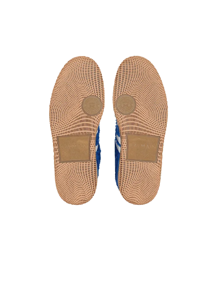 Balmain Sneakers Men Suede And Boucleacute Swan Trainers Blue