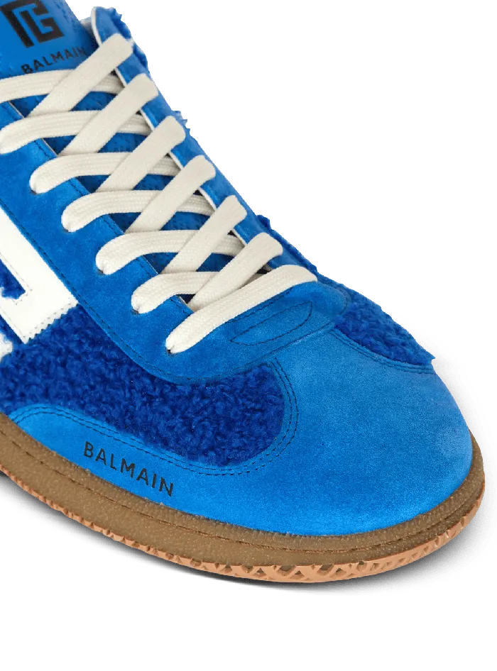 Balmain Sneakers Men Suede And Boucleacute Swan Trainers Blue