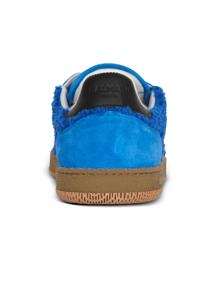Balmain Sneakers Men Suede And Boucleacute Swan Trainers Blue