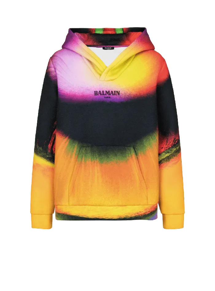 Balmain Sweatshirts Men Neoprene Hoodie With Ibby Njoya Print Multicolor