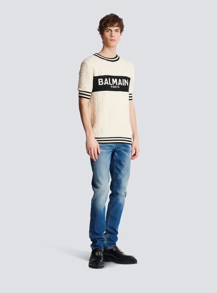 Balmain TShirts Men Cotton Terry Tshirt White