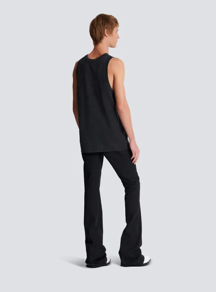 Balmain TShirts Men Vintage Embroidered Tank Top Grey