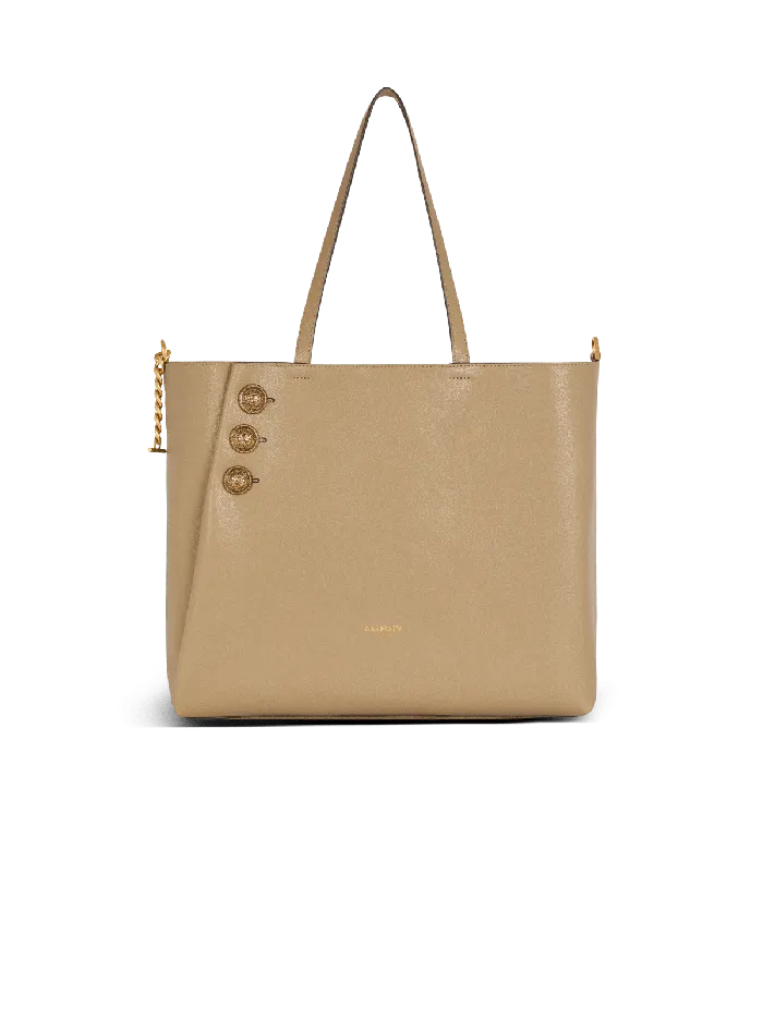 Balmain Tote Bags Women Emblegraveme Grained Calfskin Tote Bag Brown