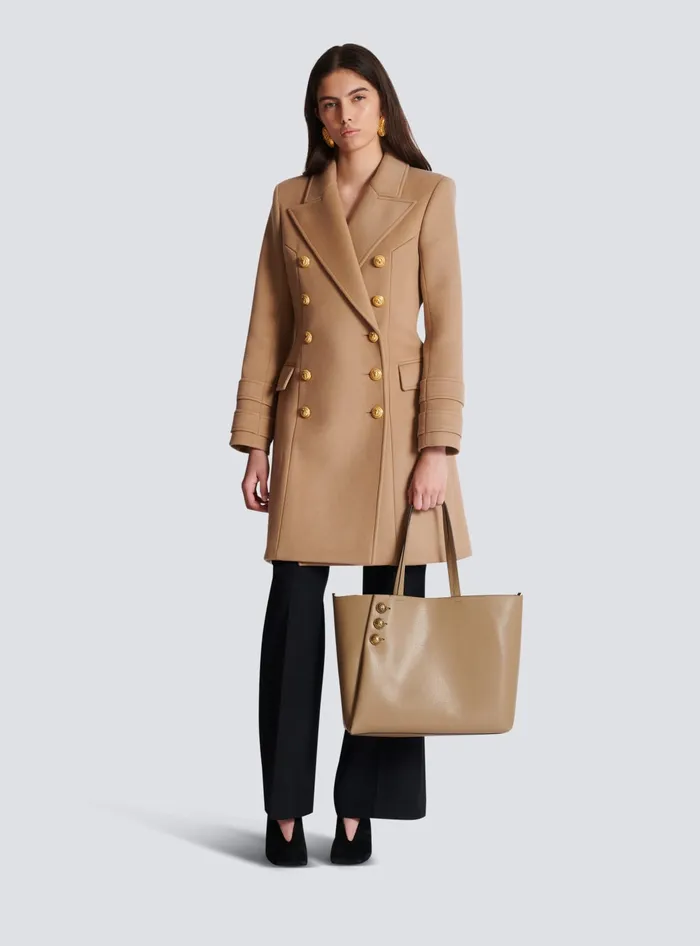 Balmain Tote Bags Women Emblegraveme Grained Calfskin Tote Bag Brown