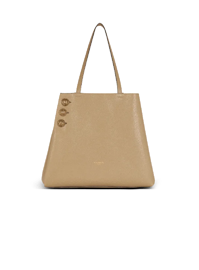 Balmain Tote Bags Women Emblegraveme Grained Calfskin Tote Bag Brown