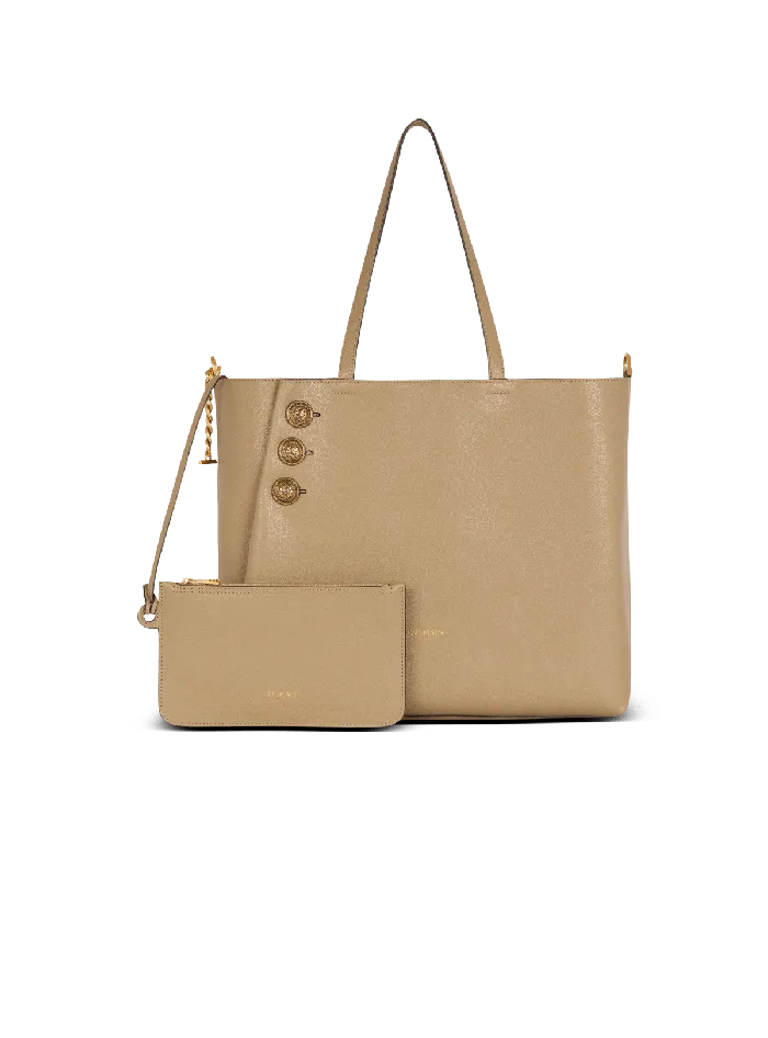 Balmain Tote Bags Women Emblegraveme Grained Calfskin Tote Bag Brown