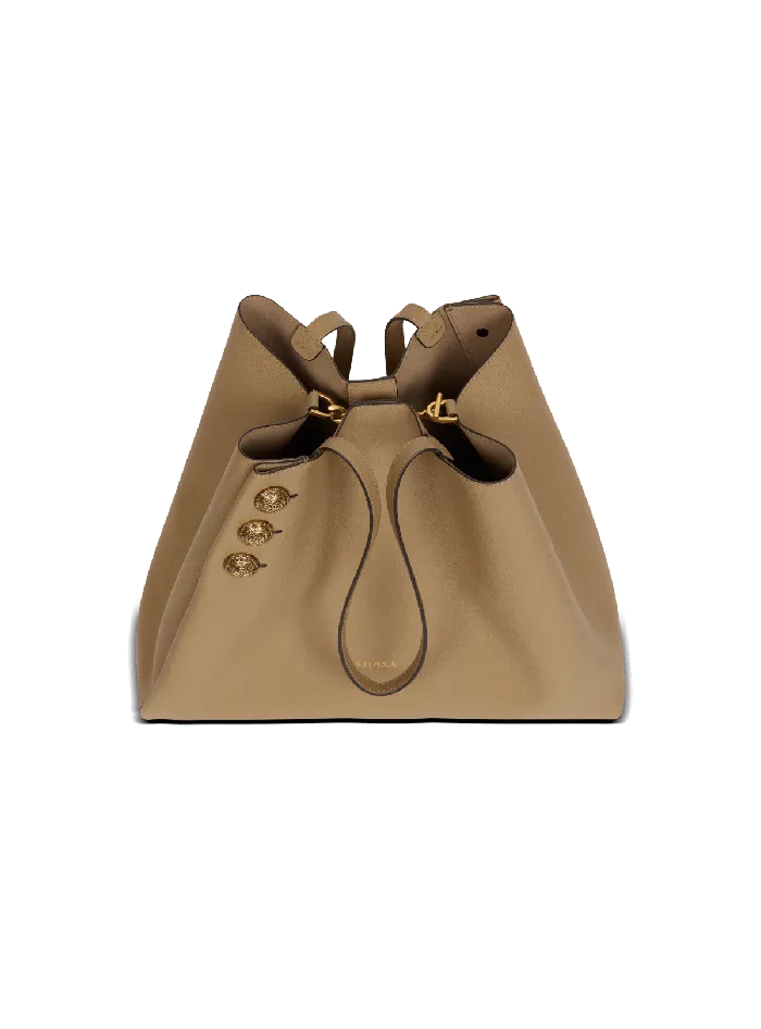Balmain Tote Bags Women Emblegraveme Grained Calfskin Tote Bag Brown