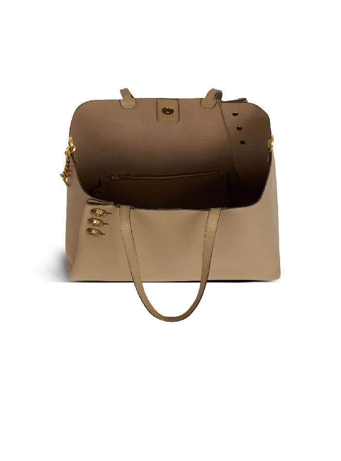 Balmain Tote Bags Women Emblegraveme Grained Calfskin Tote Bag Brown