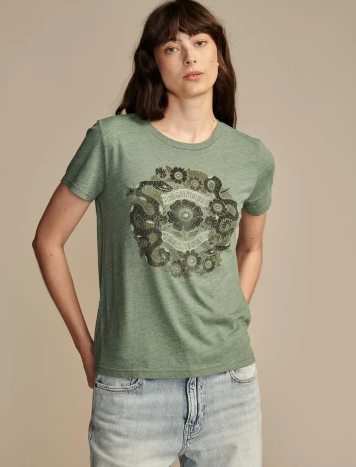 Be Mindful Be Grateful Classic Crew Vintage Jade Women Lucky Brand Graphic Tees Be Mindful Be Grateful Classic Crew Vintage Jade Women Lucky Brand Graphic Tees