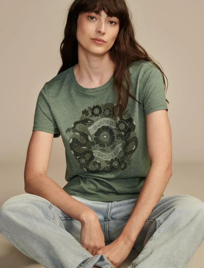 Be Mindful Be Grateful Classic Crew Vintage Jade Women Lucky Brand Graphic Tees