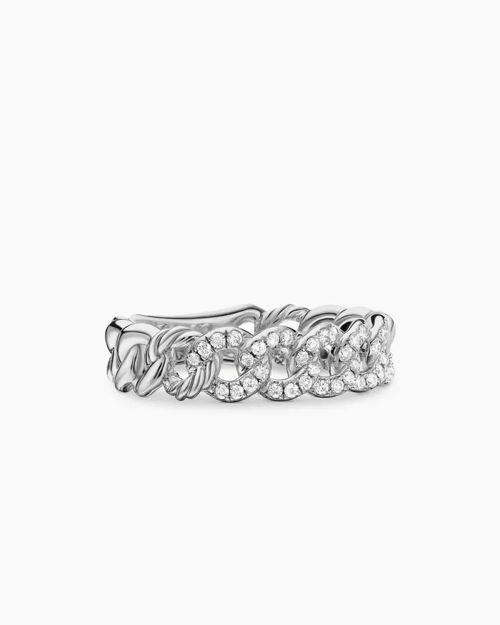 Belmont Curb Link Band Ring In Sterling Silver With Diamonds 5mm Women David Yurman Band Belmont Curb Link Band Ring In Sterling Silver With Diamonds 5mm Women David Yurman Band
