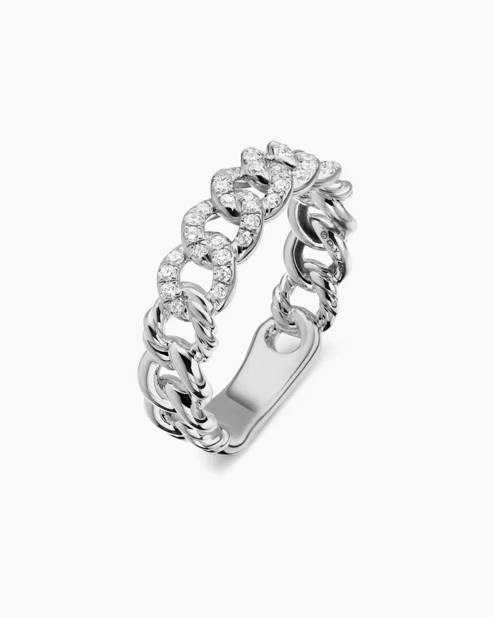 Belmont Curb Link Band Ring In Sterling Silver With Diamonds 5mm Women David Yurman Band Belmont Curb Link Band Ring In Sterling Silver With Diamonds 5mm Women David Yurman Band