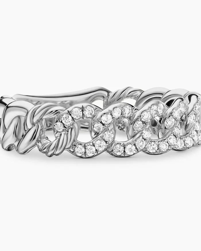 Belmont Curb Link Band Ring In Sterling Silver With Diamonds 5mm Women David Yurman Band Belmont Curb Link Band Ring In Sterling Silver With Diamonds 5mm Women David Yurman Band