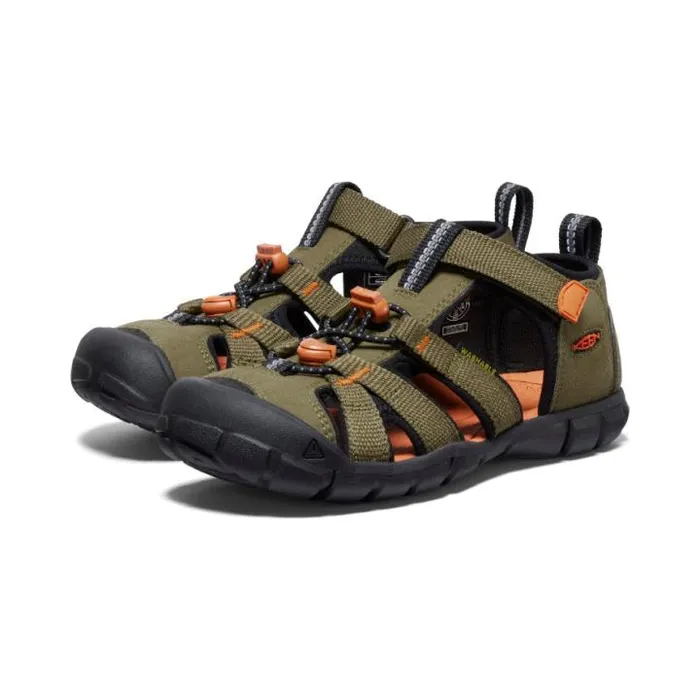 Big Kids039 Seacamp II CNX Dark OliveGold Flame Sandal Kids KEEN Water Big Kids039 Seacamp II CNX Dark OliveGold Flame Sandal Kids KEEN Water