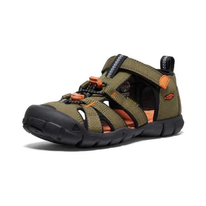 Big Kids039 Seacamp II CNX Dark OliveGold Flame Sandal Kids KEEN Water Big Kids039 Seacamp II CNX Dark OliveGold Flame Sandal Kids KEEN Water