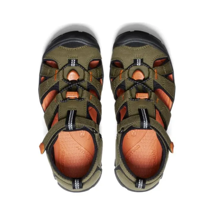 Big Kids039 Seacamp II CNX Dark OliveGold Flame Sandal Kids KEEN Water Big Kids039 Seacamp II CNX Dark OliveGold Flame Sandal Kids KEEN Water