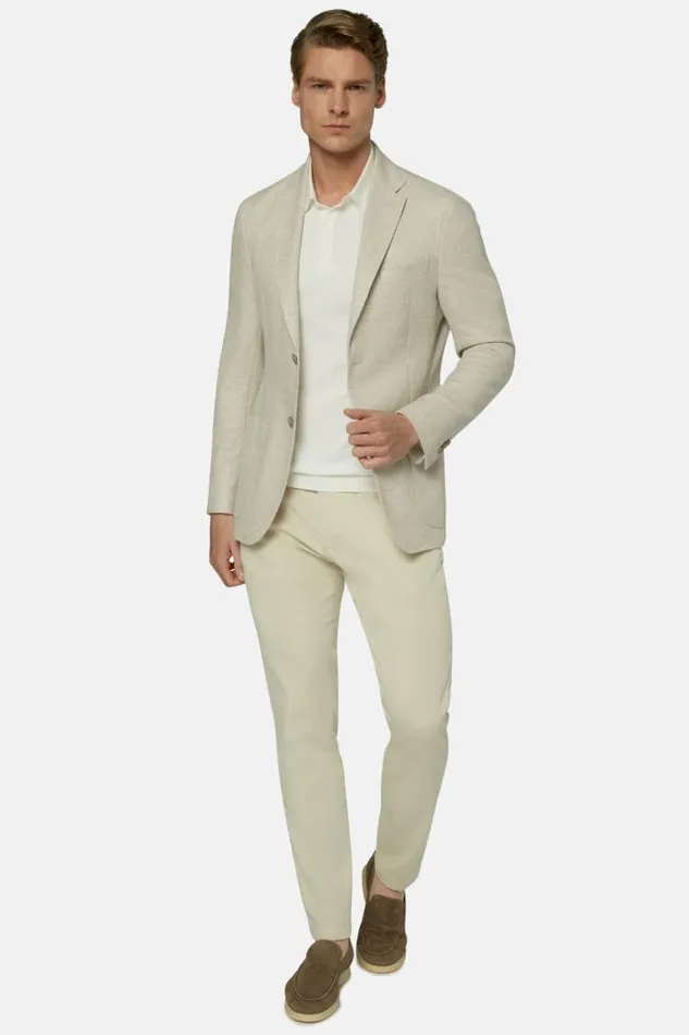 Blazers Men Boggi Milano Beige Melange LinenCotton B Jersey Jacket Beige
