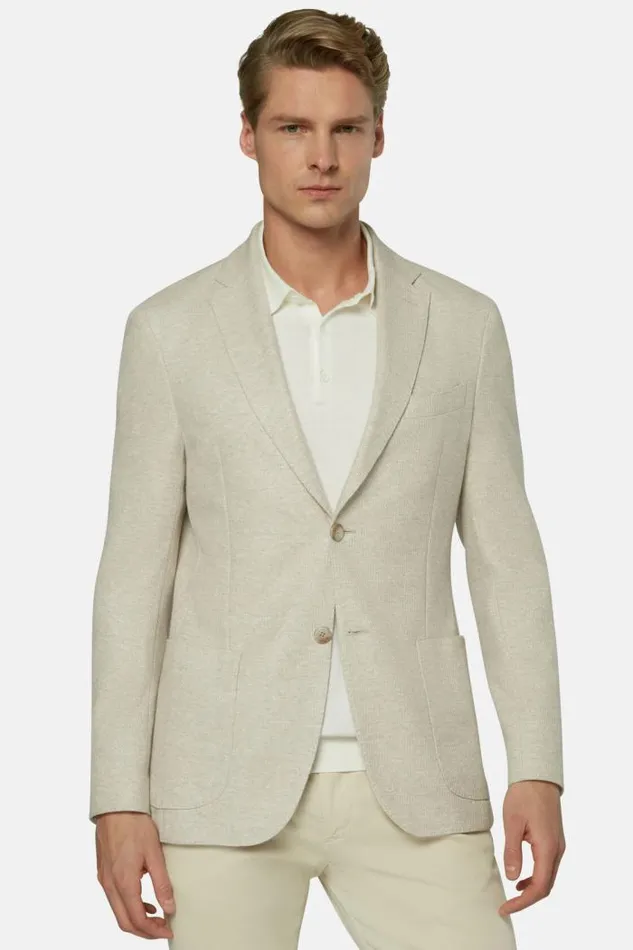 Blazers Men Boggi Milano Beige Melange LinenCotton B Jersey Jacket Beige Blazers Men Boggi Milano Beige Melange LinenCotton B Jersey Jacket Beige
