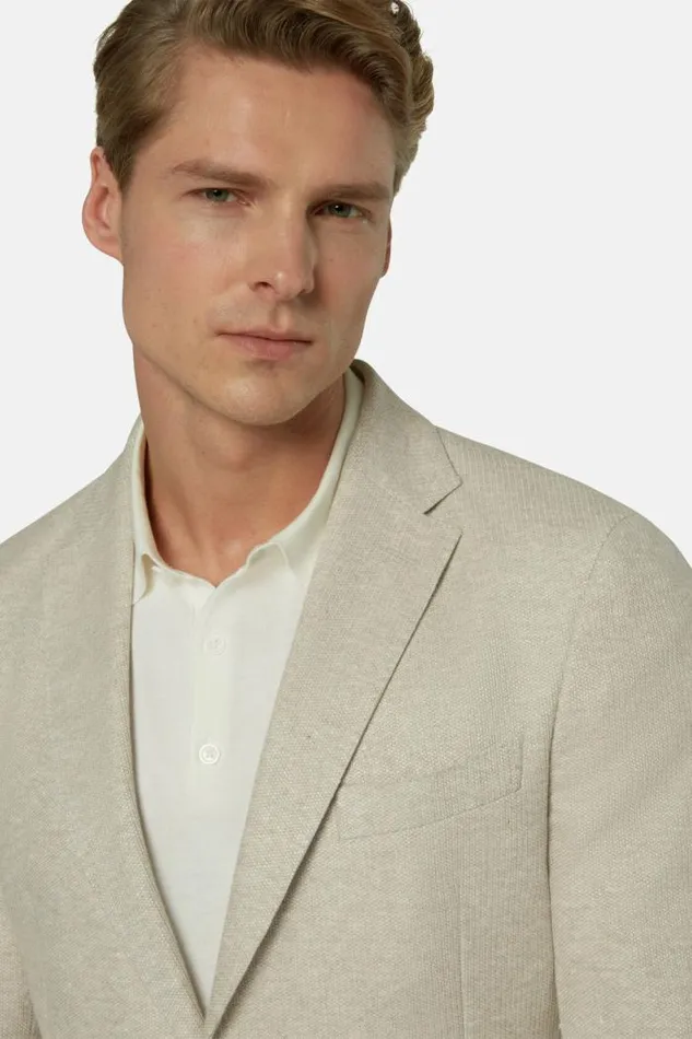 Blazers Men Boggi Milano Beige Melange LinenCotton B Jersey Jacket Beige Blazers Men Boggi Milano Beige Melange LinenCotton B Jersey Jacket Beige