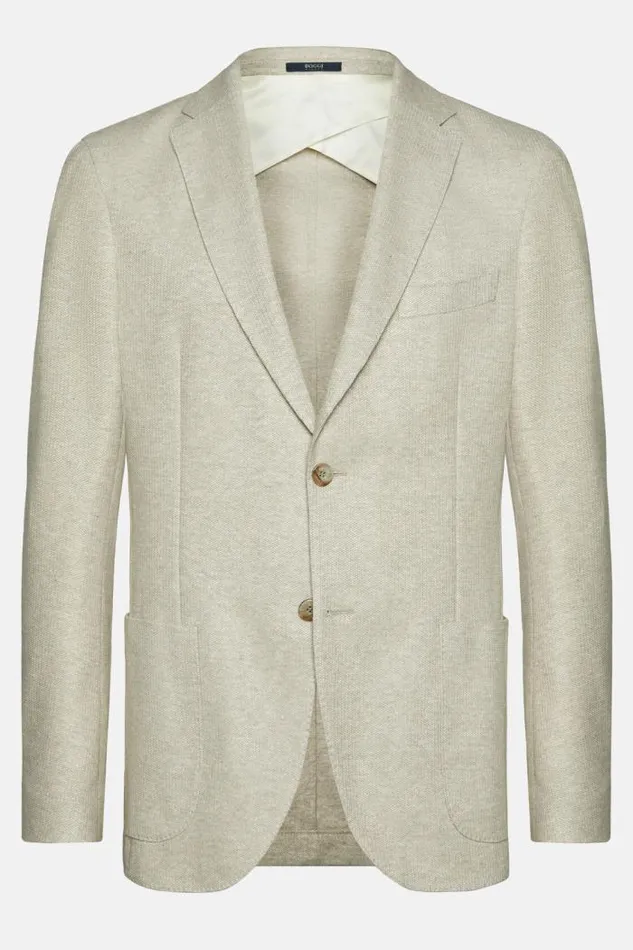 Blazers Men Boggi Milano Beige Melange LinenCotton B Jersey Jacket Beige Blazers Men Boggi Milano Beige Melange LinenCotton B Jersey Jacket Beige