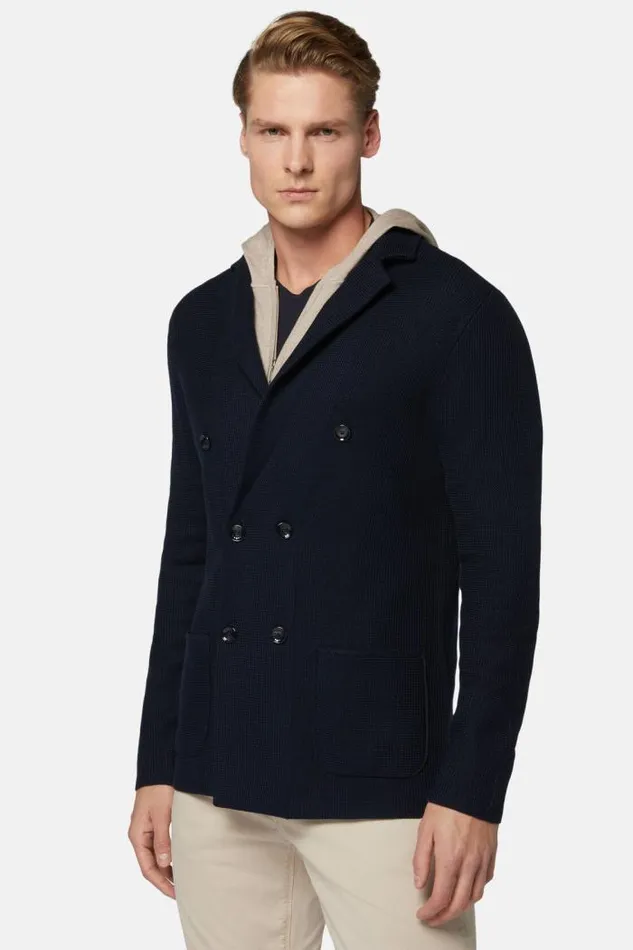 Blazers Men Boggi Milano Navy Cotton Crepe Knit DoubleBreasted Jacket Navy Blue Blazers Men Boggi Milano Navy Cotton Crepe Knit DoubleBreasted Jacket Navy Blue
