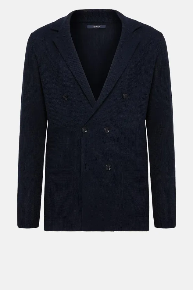 Blazers Men Boggi Milano Navy Cotton Crepe Knit DoubleBreasted Jacket Navy Blue Blazers Men Boggi Milano Navy Cotton Crepe Knit DoubleBreasted Jacket Navy Blue