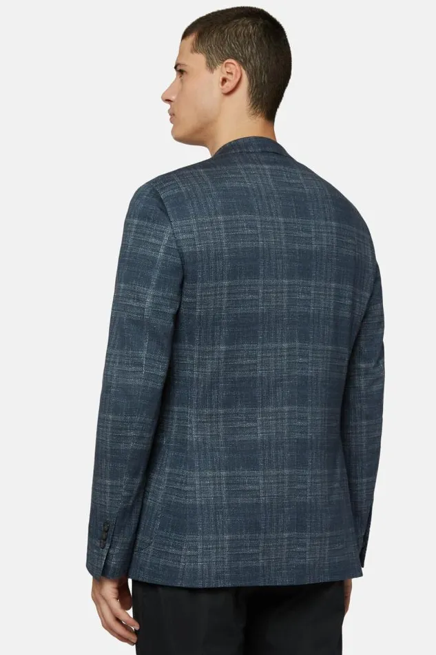 Blazers Men Boggi Milano Printed Navy Stretch Linen Jacket Navy Blue Blazers Men Boggi Milano Printed Navy Stretch Linen Jacket Navy Blue