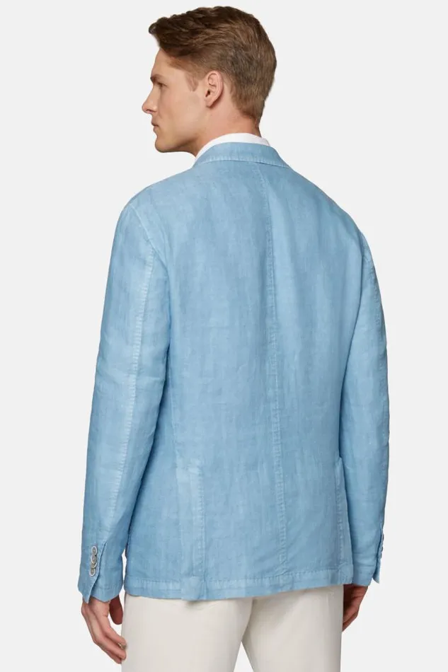 Blazers Men Boggi Milano Sky Blue Herringbone Linen Jacket Light Blu Blazers Men Boggi Milano Sky Blue Herringbone Linen Jacket Light Blu