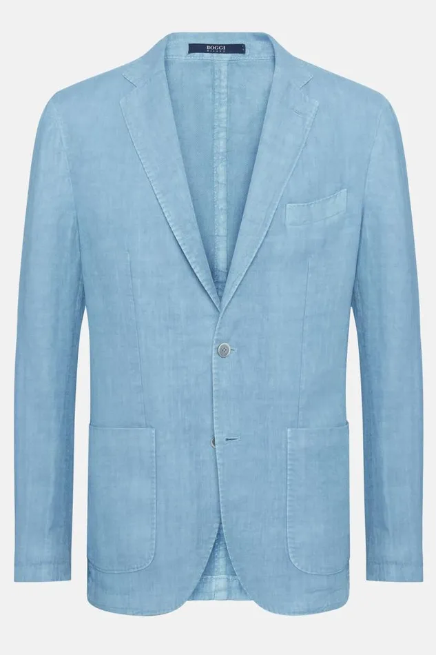 Blazers Men Boggi Milano Sky Blue Herringbone Linen Jacket Light Blu Blazers Men Boggi Milano Sky Blue Herringbone Linen Jacket Light Blu