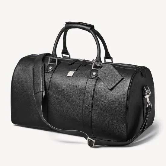 Boston Leather Travel Bag Black Pebble Men Aspinal Of London Travel Bags