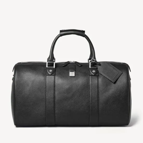 Boston Leather Travel Bag Black Pebble Men Aspinal Of London Travel Bags