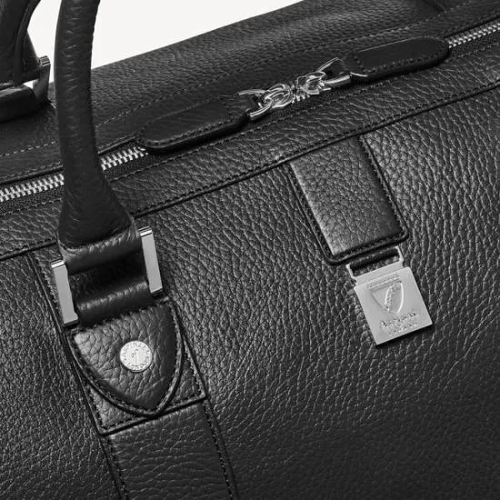 Boston Leather Travel Bag Black Pebble Men Aspinal Of London Travel Bags