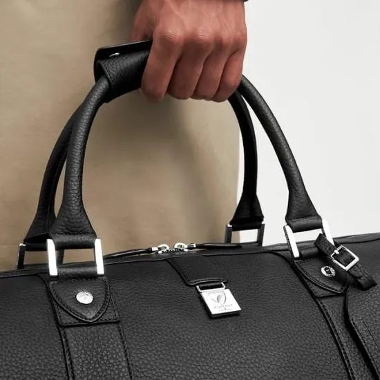Boston Leather Travel Bag Black Pebble Men Aspinal Of London Travel Bags