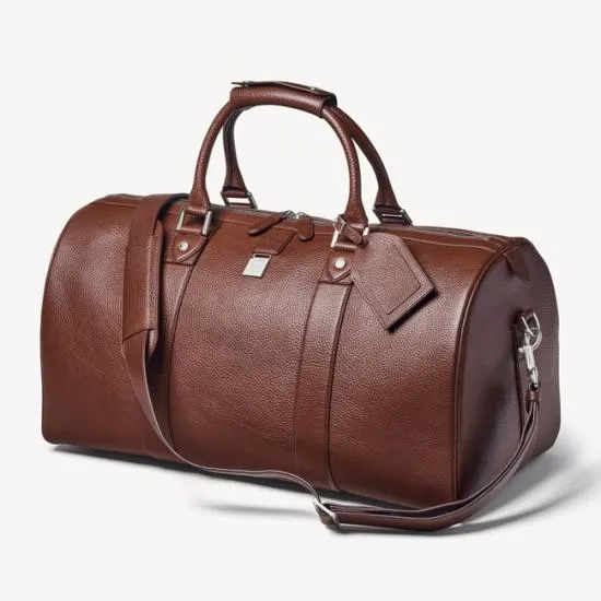 Boston Leather Travel Bag Tobacco Pebble Men Aspinal Of London Travel Bags