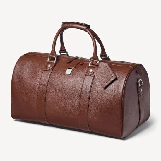 Boston Leather Travel Bag Tobacco Pebble Men Aspinal Of London Travel Bags